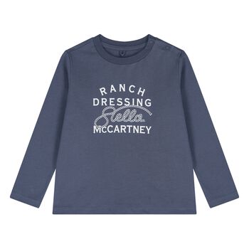 Younger Boys Navy Blue Logo Long Sleeve Top