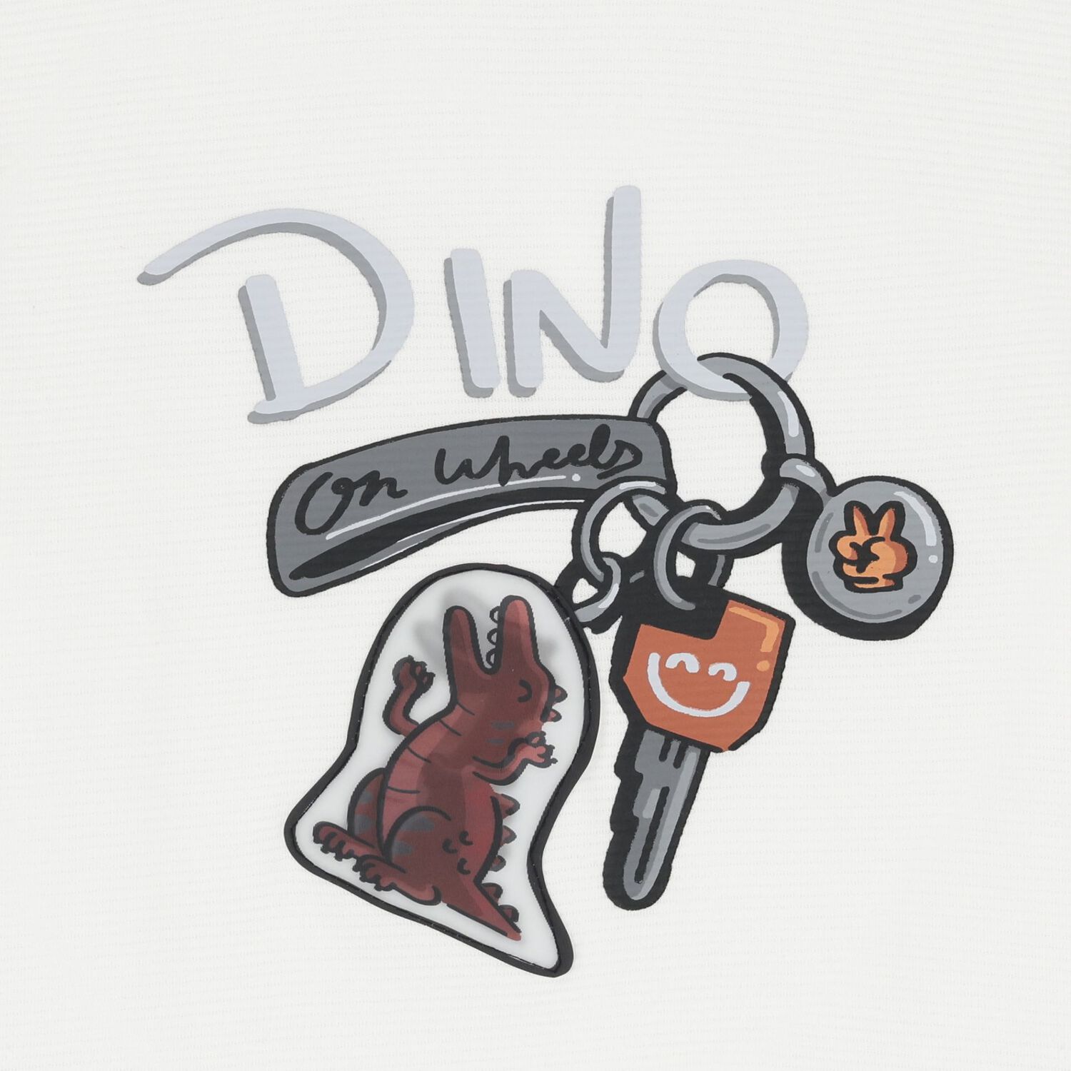 Boys White Dino Long Sleeve Top, 2, hi-res