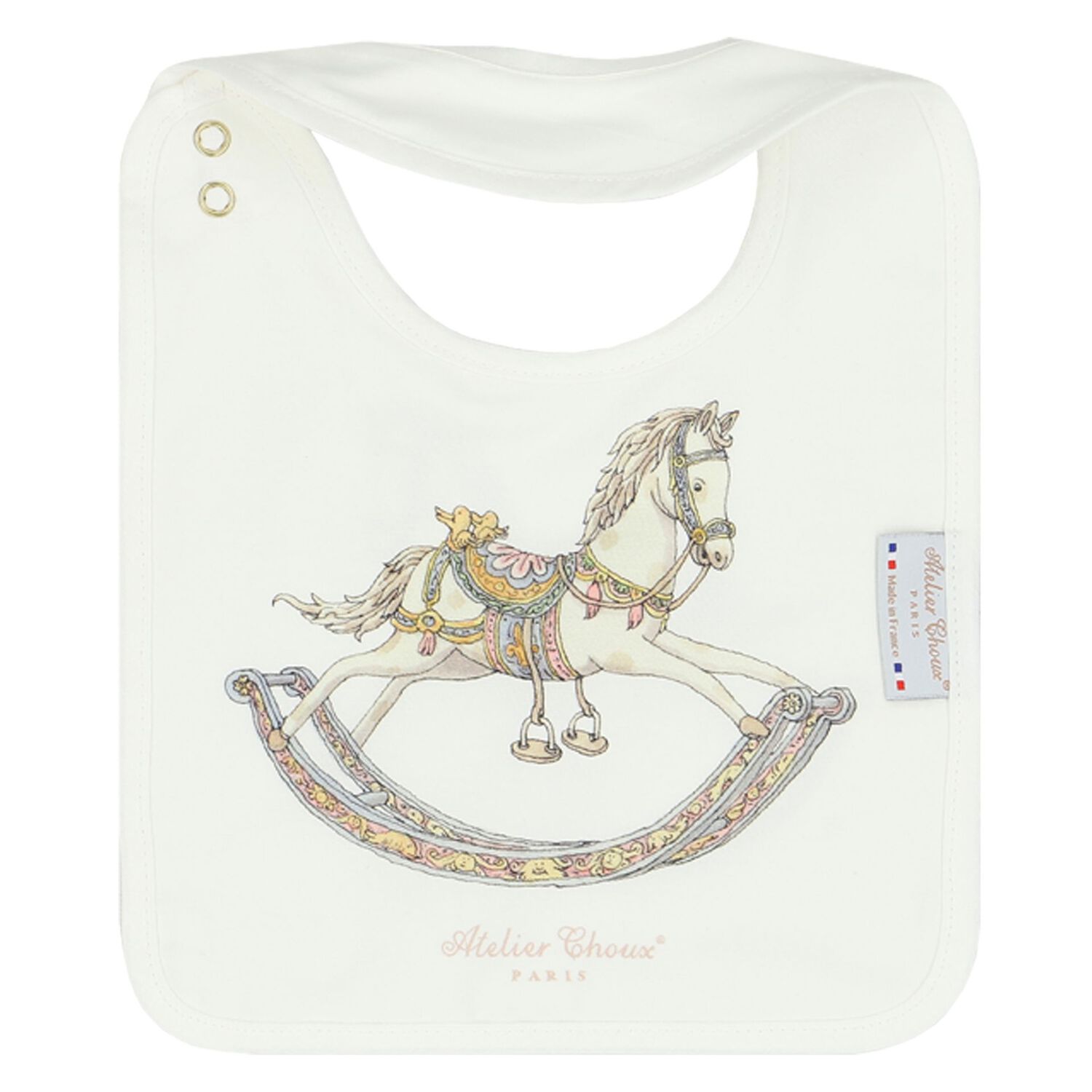 Ivory Rocking Horse Baby Carré Swaddle & Bib Set, 1, hi-res