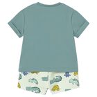 Baby Boys Green Frog Shorts Set, 3, hi-res
