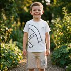 Boys Beige Logo Shorts, 1, hi-res