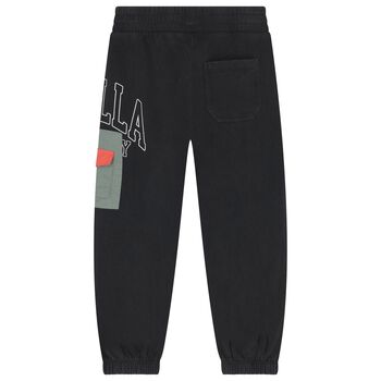 Boys Black & Green Logo Joggers