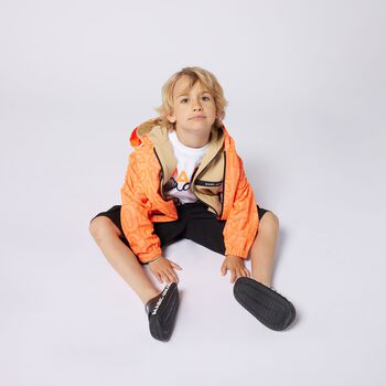 Boys White & Orange Logo T-Shirt