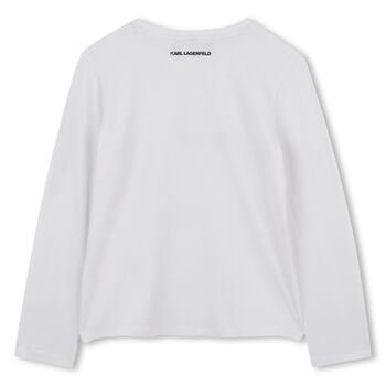 Girls White Choupette Long Sleeve Top 