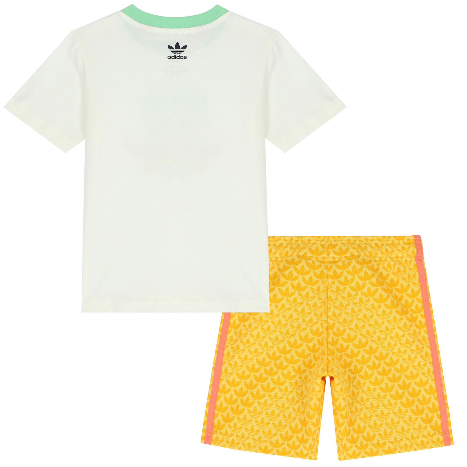 Ivory & Yellow Logo Shorts Set, 1, hi-res