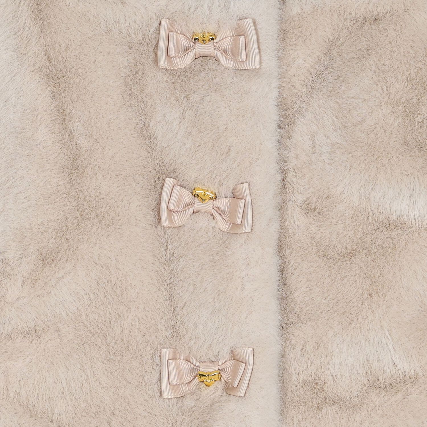 Girls Beige Faux Fur Bow Neve Jacket, 1, hi-res