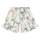 Younger Girls Ivory & Green Butterfly Shorts Set, 1, hi-res