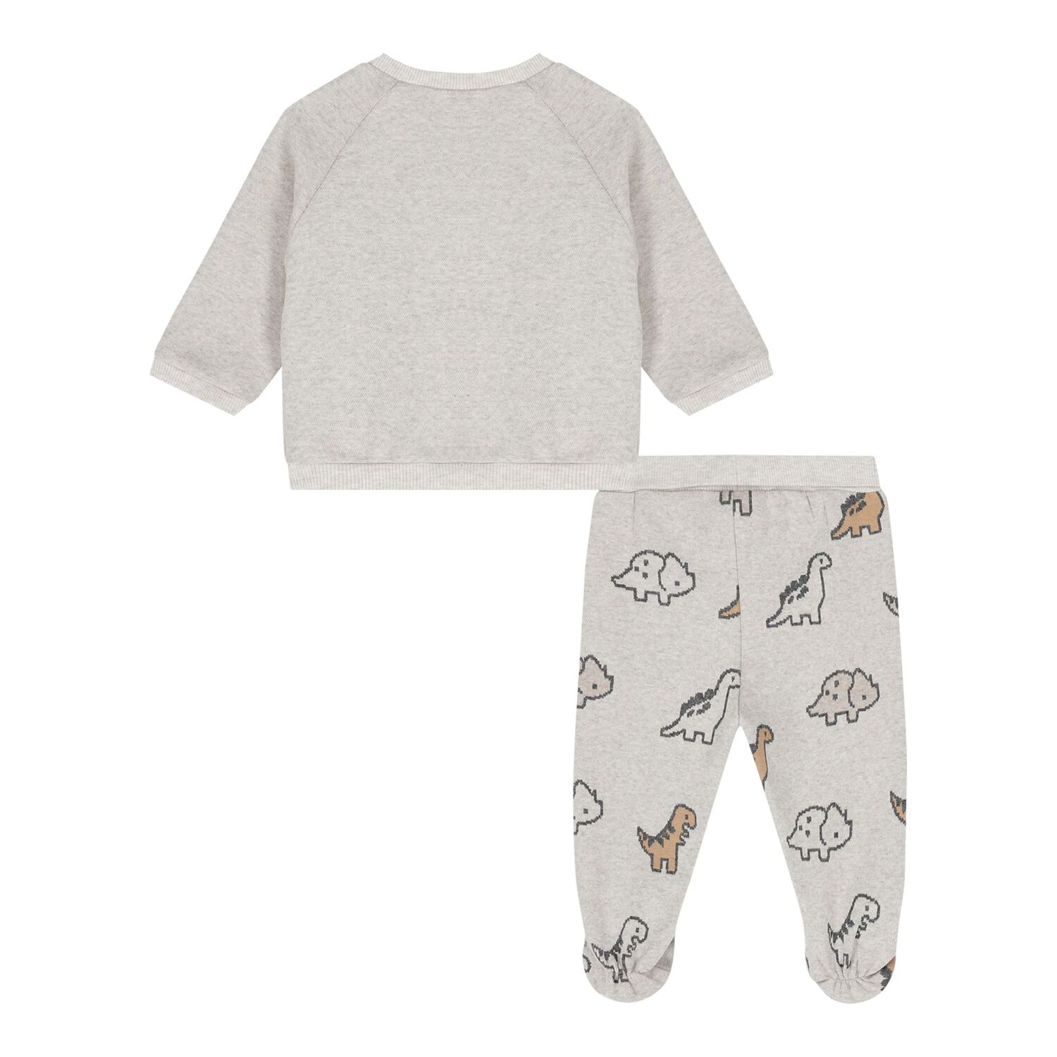 Baby Boys Grey Dinosaur 2 Piece Babygrow, 1, hi-res