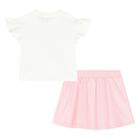 Younger Girls Ivory & Pink Teddy Bear Skirt Set, 1, hi-res