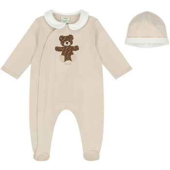 Beige Teddy Logo Babygrow Set