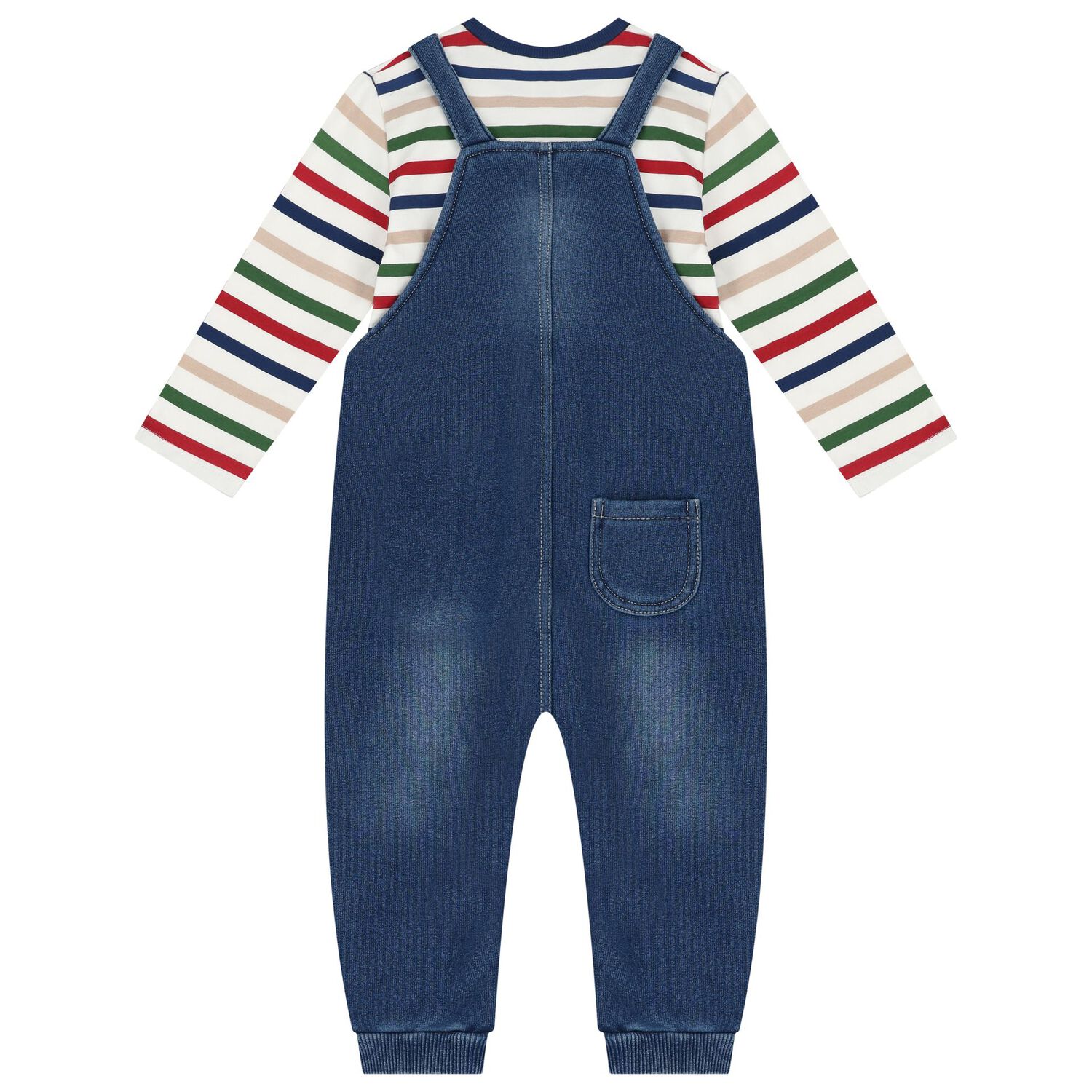 Baby Boys Ivory & Blue Denim Dungaree Set, 1, hi-res image number null