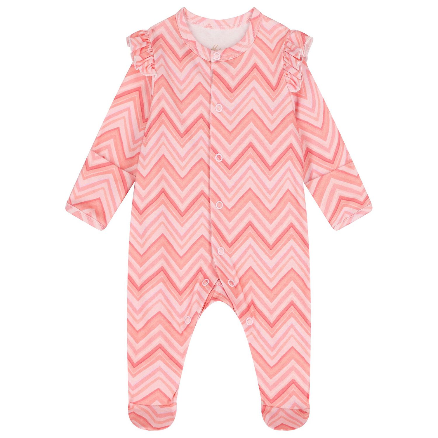 Baby Girls Pink Zig Zag Babygrow Set , 1, hi-res