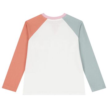Girls White Logo Long Sleeve Top