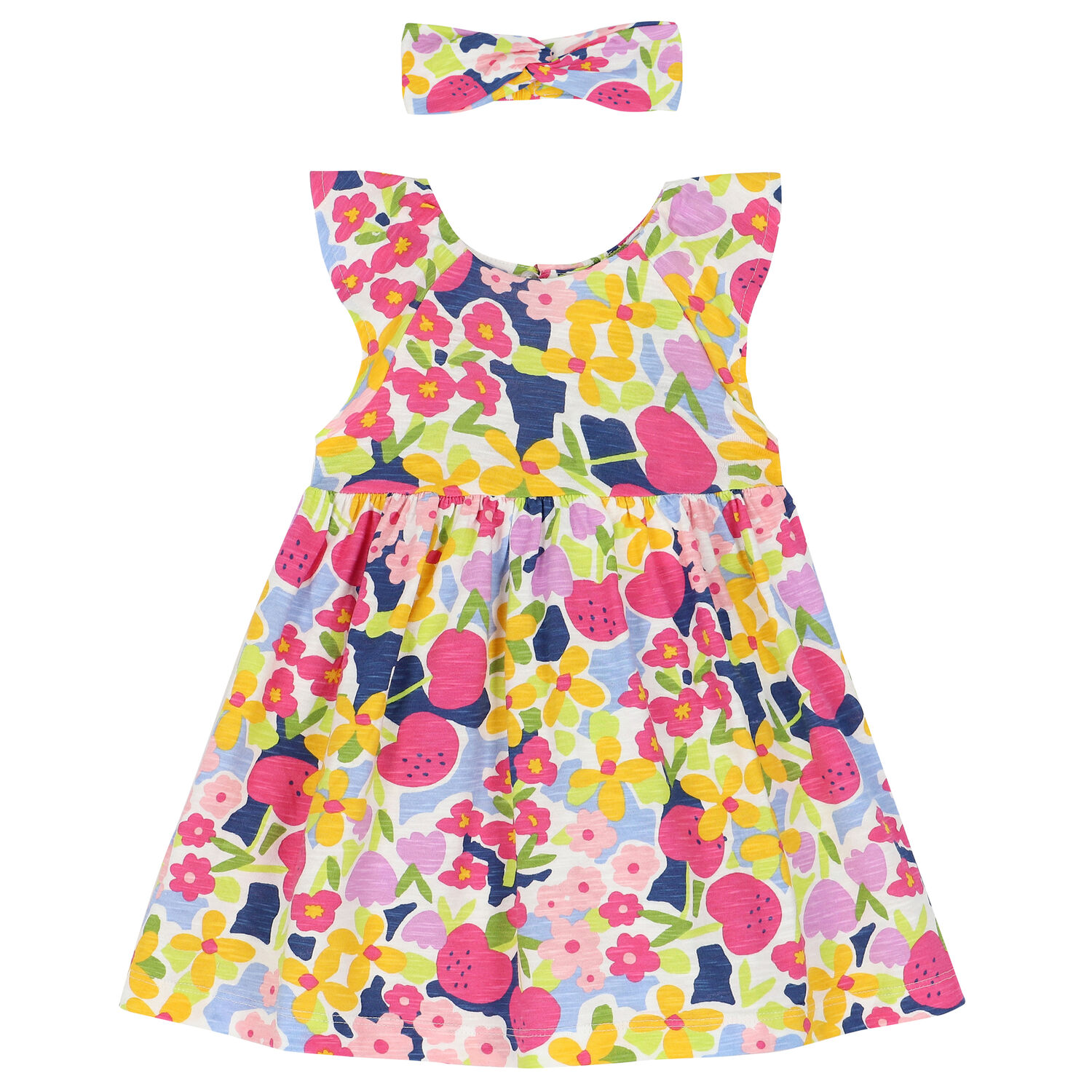 Younger Girls Multi-Colored Floral Dress Set, 1, hi-res