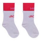 Girls Purple & Pink Logo Socks, 1, hi-res