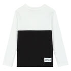 Boys White & Black Logo Long Sleeve T-Shirt, 2, hi-res