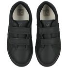 Boys Black Logo Leather Trainers, 1, hi-res