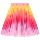 Girls Multi-Colored Logo Pleated Satin Skirt, 1, hi-res
