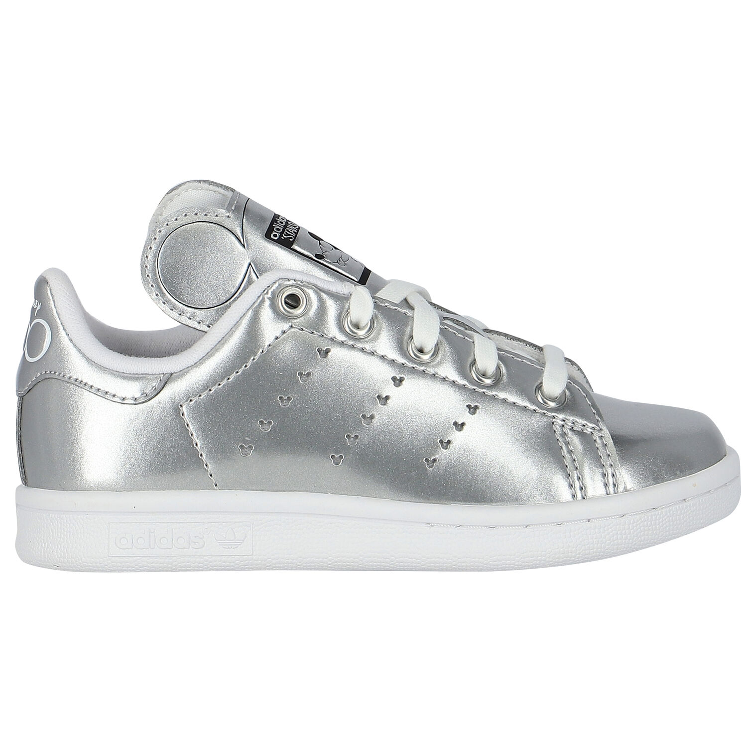 Girls Silver Stan Smith Trainers, 1, hi-res
