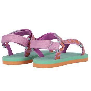 Girls Purple, Orange & Aqua Logo Sandals
