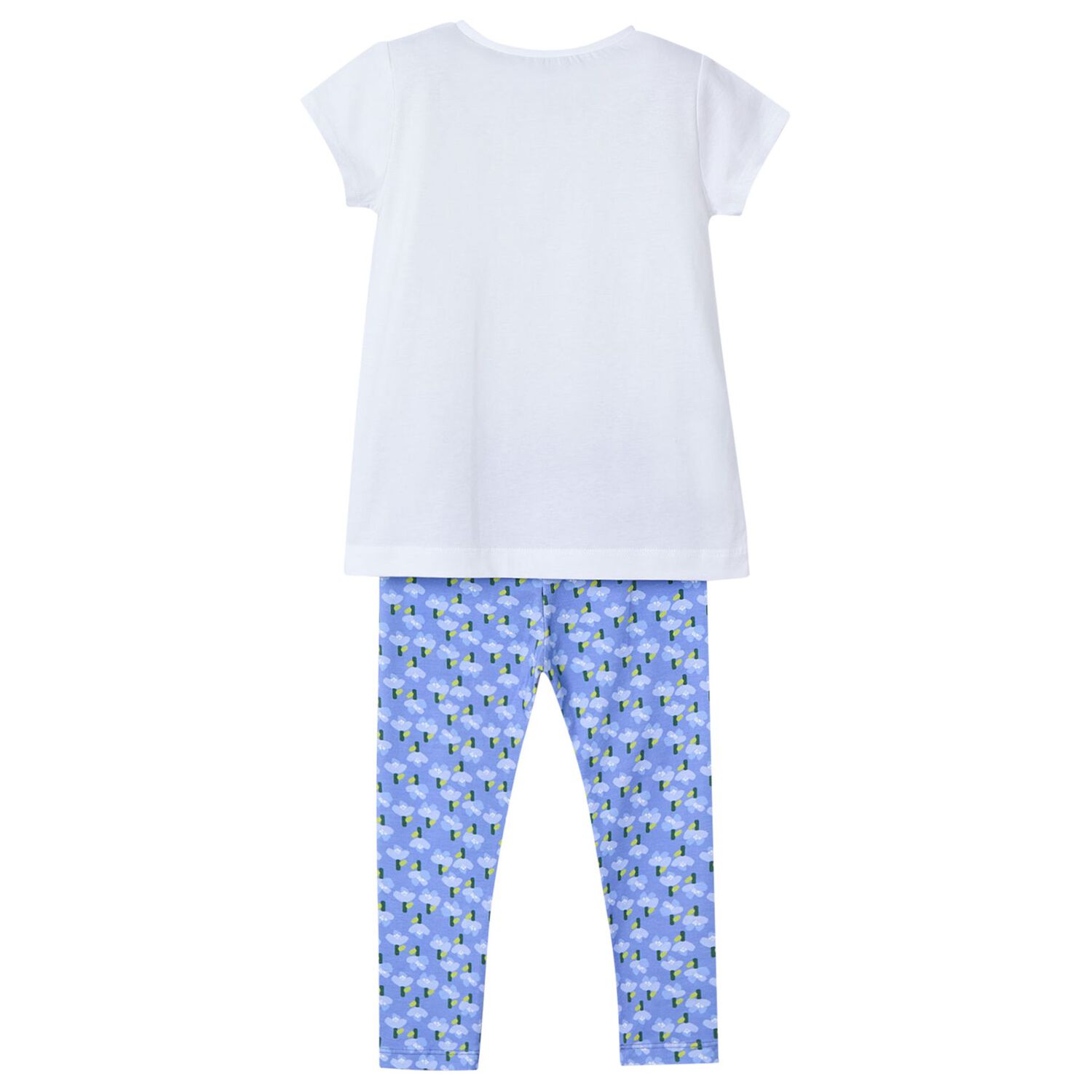 Girls white & blue floral leggings set, 1, hi-res image number null