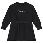 Girls Black Logo Dress, 1, hi-res