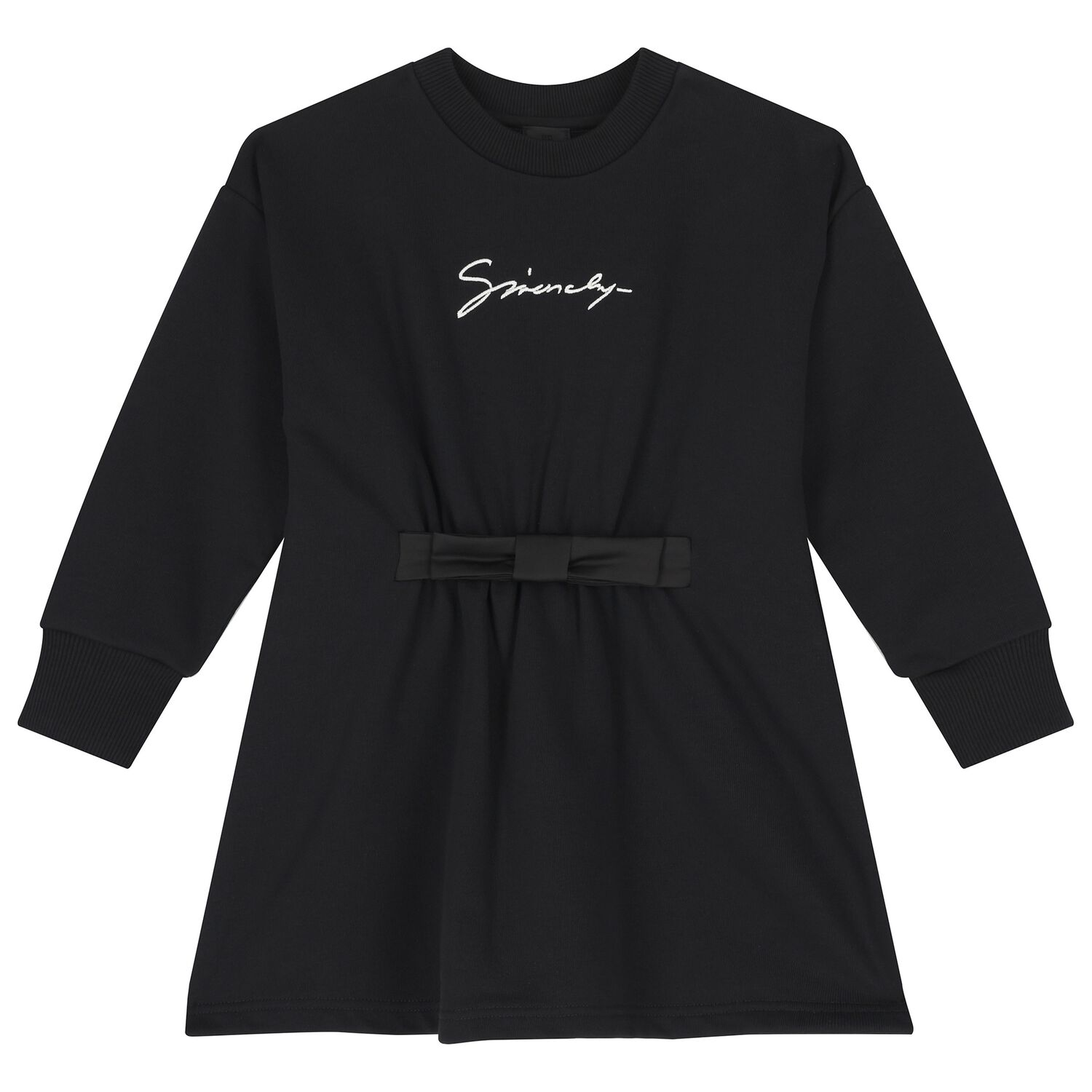 Girls Black Logo Dress, 1, hi-res