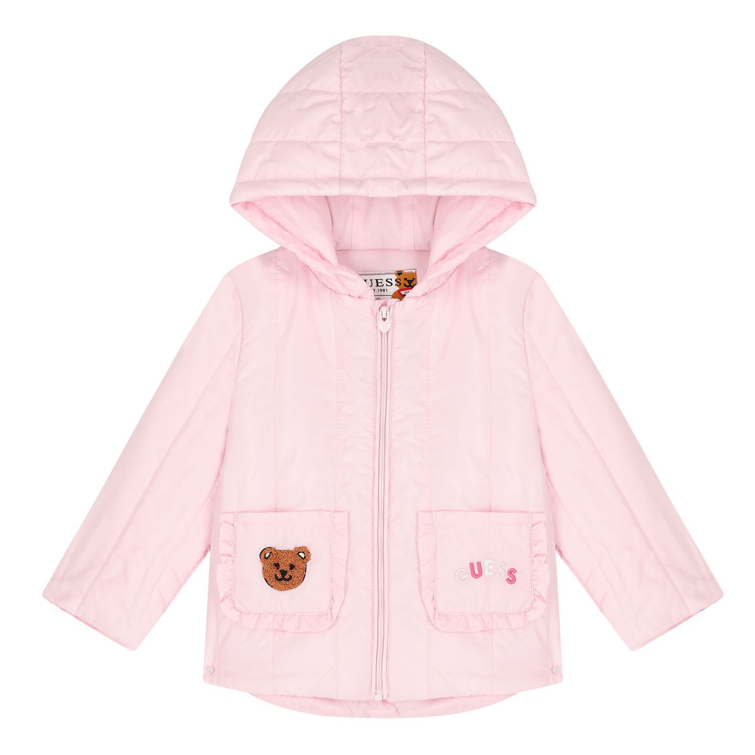 Younger Girls Pink Padded Puffer Jacket, 1, hi-res image number null