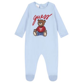 Baby Boys Blue Teddy Bear Babygrow