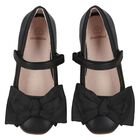 Girls Black Flower Shoes, 1, hi-res