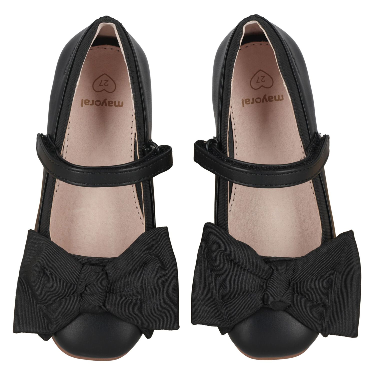 Girls Black Flower Shoes, 1, hi-res