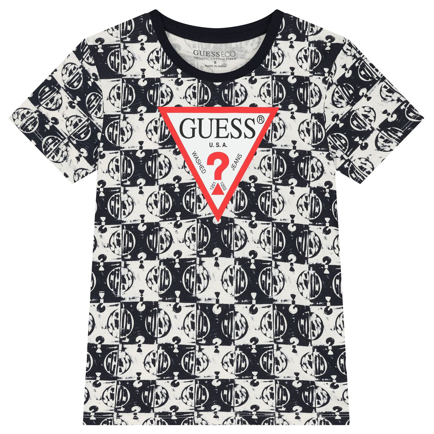 Boys Navy Blue & Ivory Logo T-Shirt, 4, hi-res