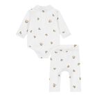 White Teddy Bear Babysuit Gift Set, 1, hi-res
