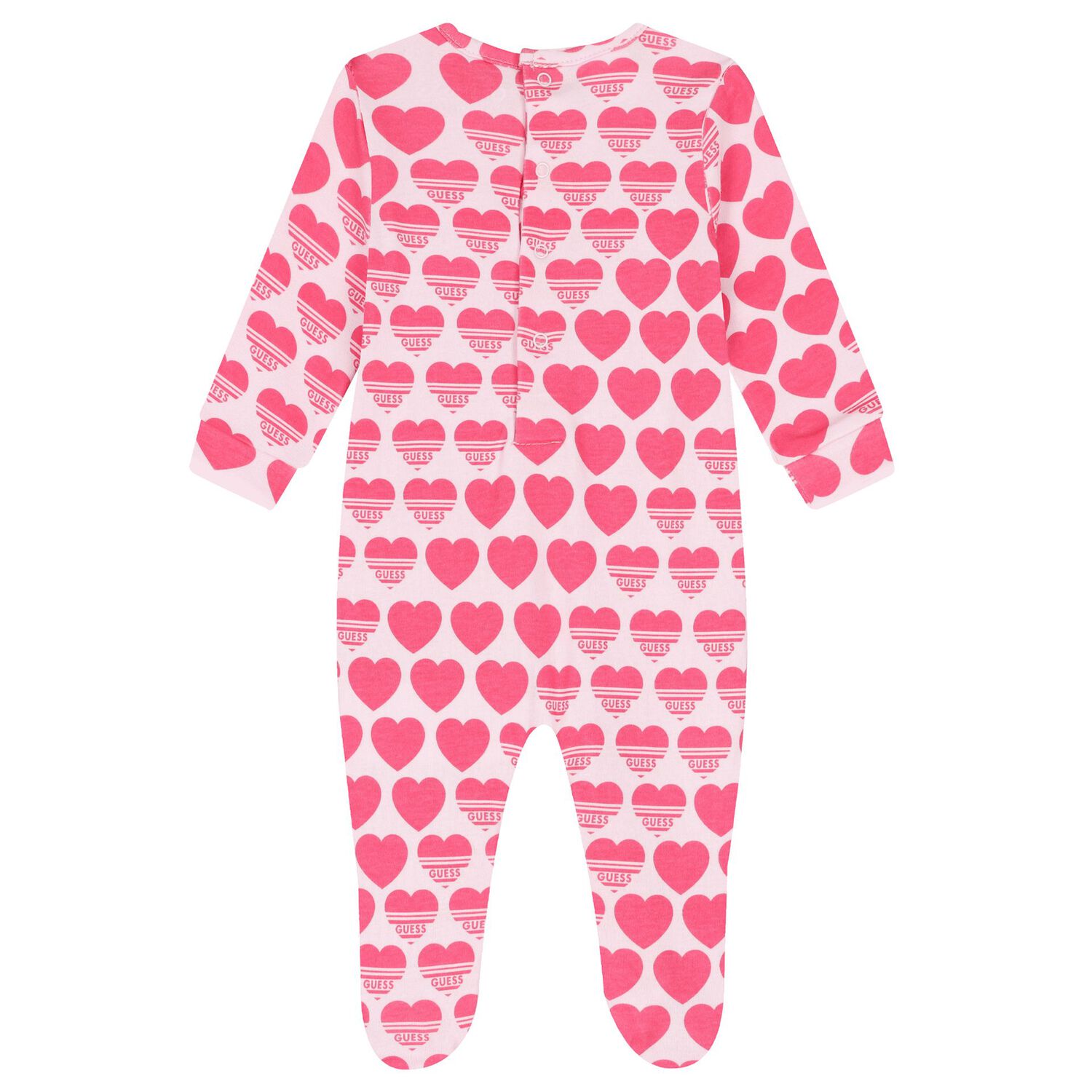 Baby Girls Pink Cotton Heart Logo Babygrow, 3, hi-res
