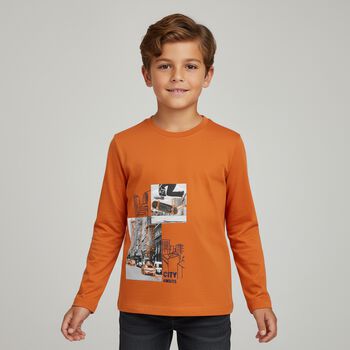 Boys Orange Long Sleeve Top, 1 Boys Orange Long Sleeve Top