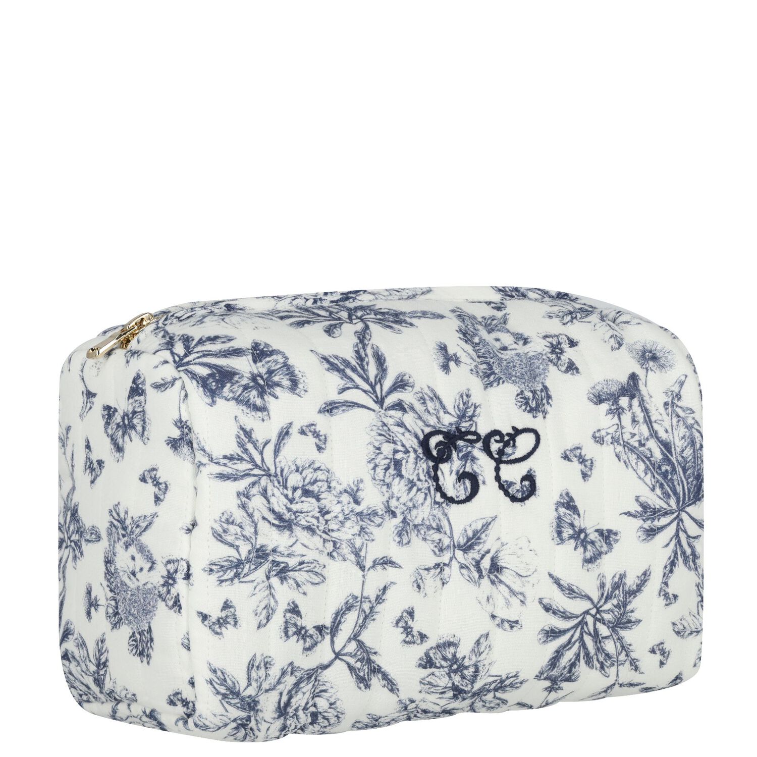 Ivory & Navy Blue Toile De Jouy Wash Bag, 2, hi-res