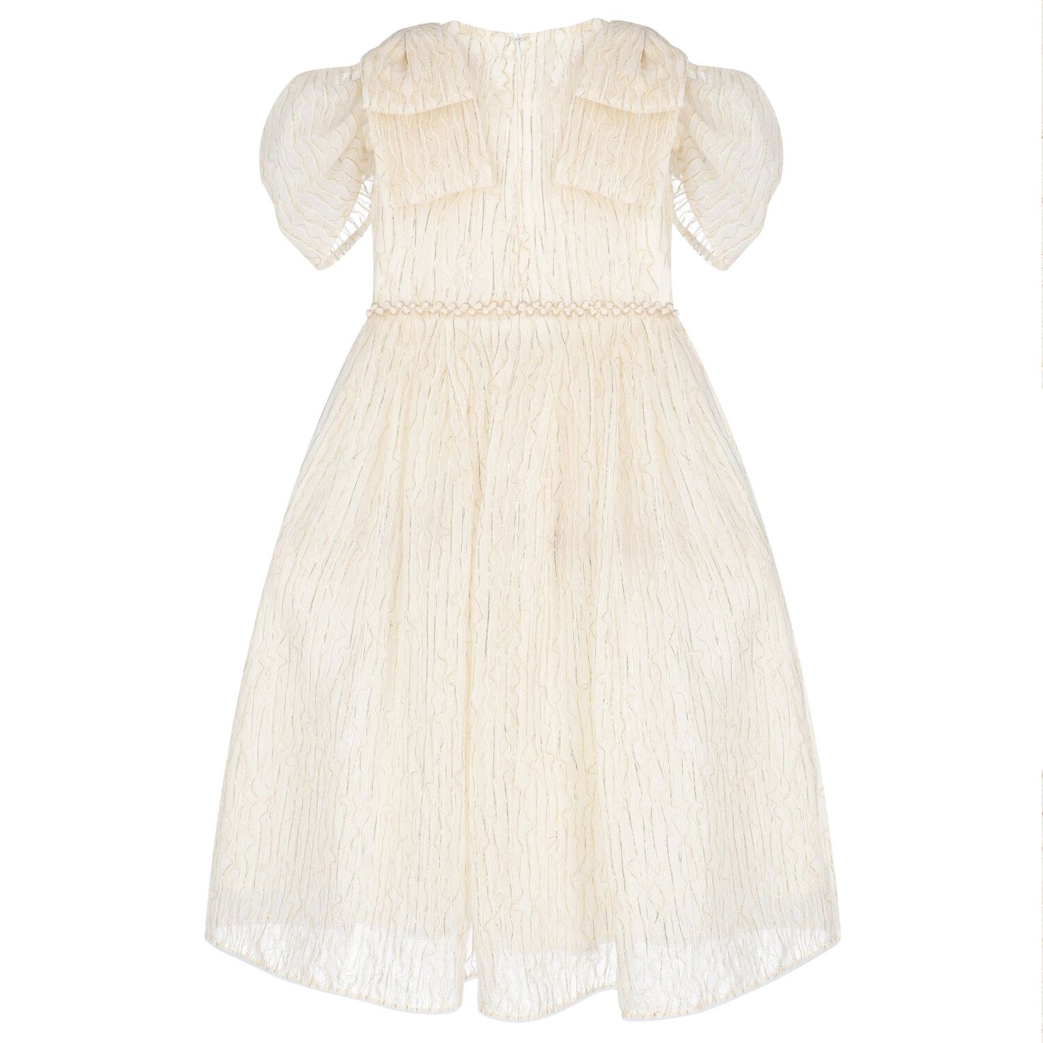Girls Ivory & Gold Bow Dress, 1, hi-res image number null