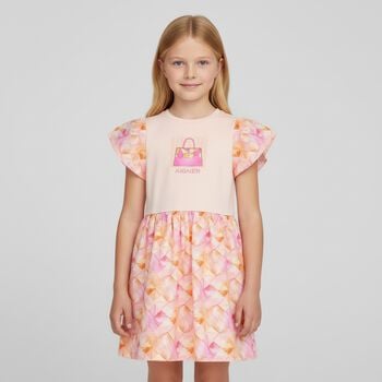 Girls Pink Logo Bag Dress