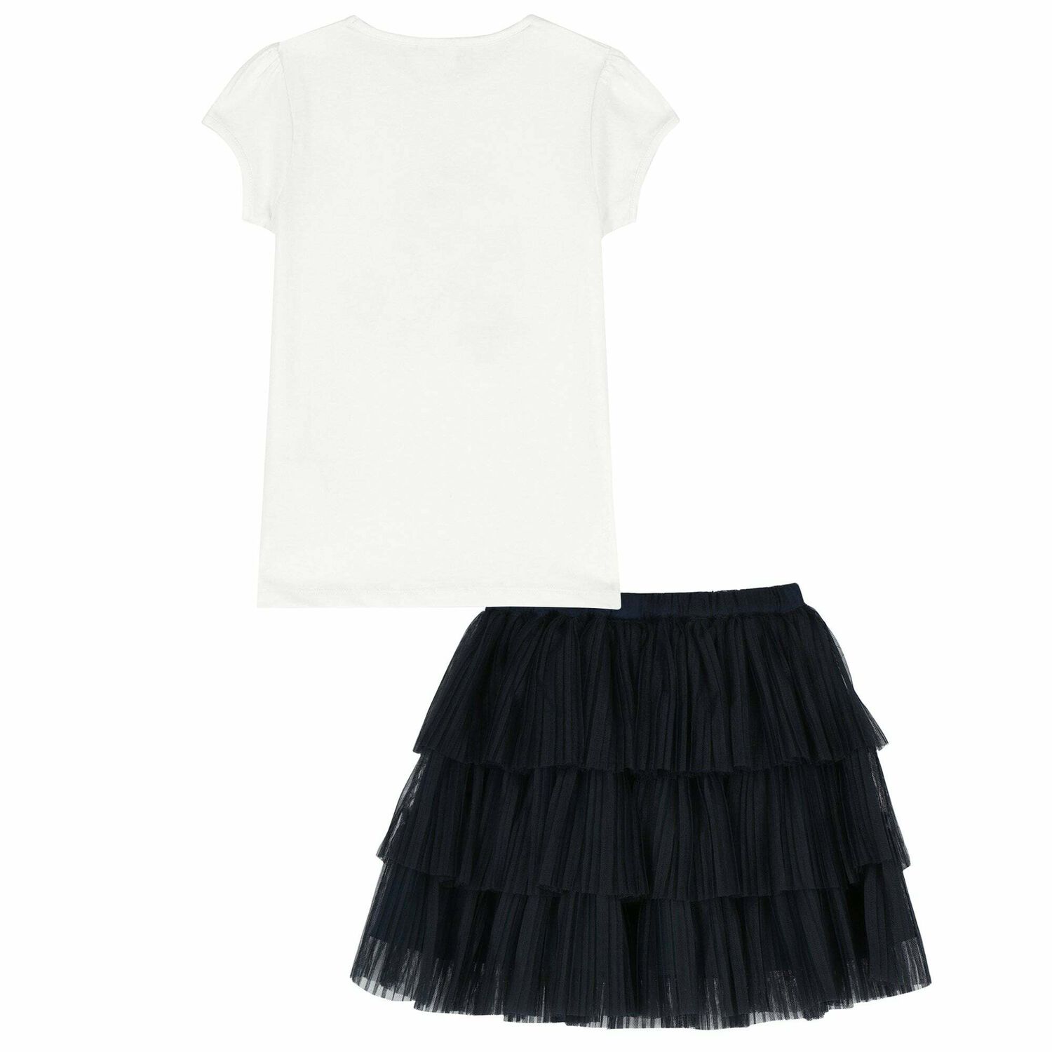 Girls White & Navy Skirt Set, 1, hi-res