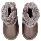 Younger Girls Gold Faux Leather Boots, 2, hi-res