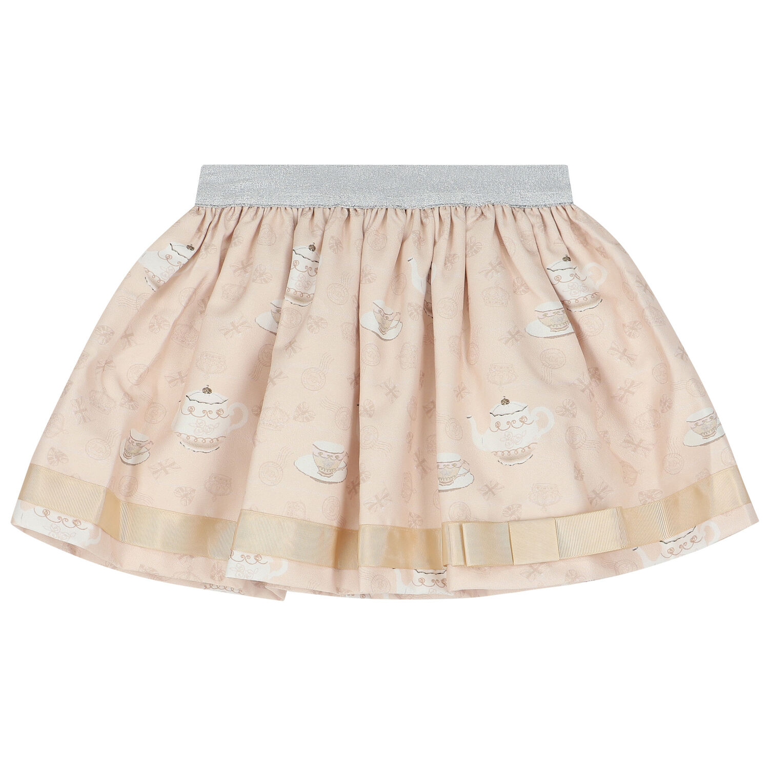 Girls Ivory & Purple Embellished Skirt Set, 3, hi-res