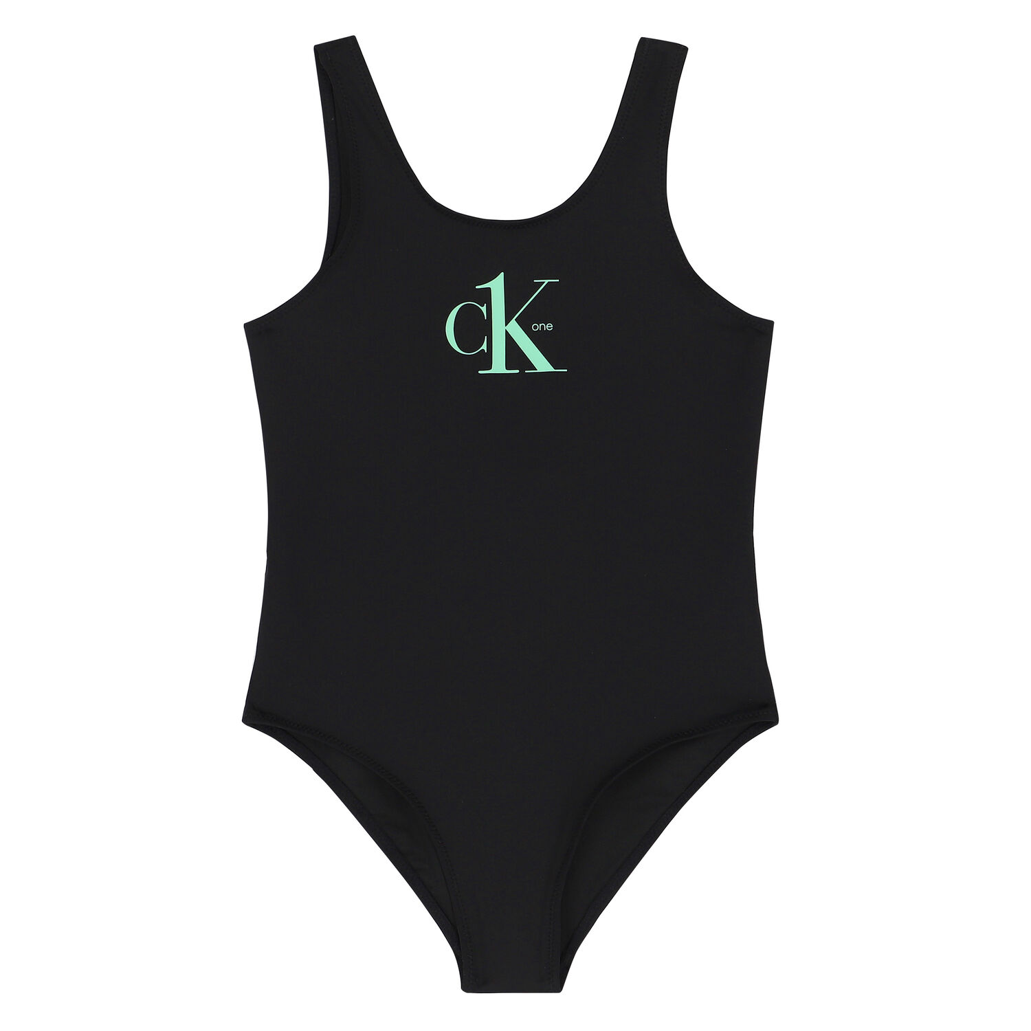 Girls Black Logo Swimsuit, 1, hi-res