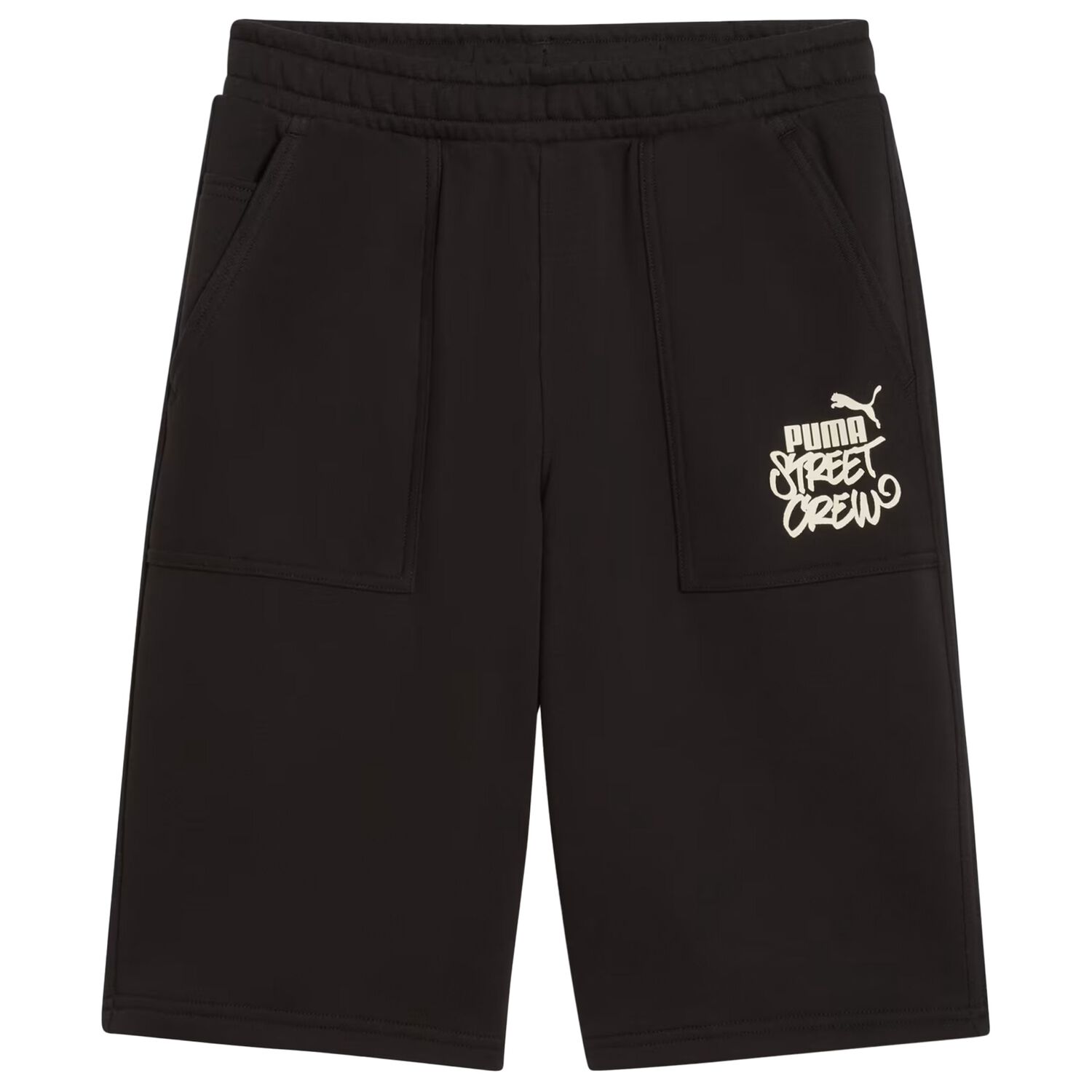 Boys Black Logo Shorts, 1, hi-res