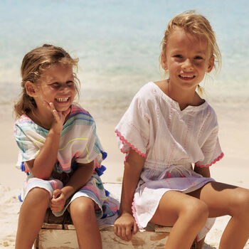 Girls White Striped Kaftan