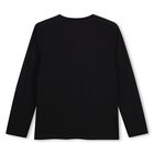 Boys Black Logo Long Sleeve Top, 1, hi-res