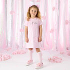 Girls Pink Cotton Bag Print Dress, 1, hi-res