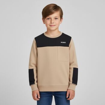 Boys Beige Logo Sweatshirt