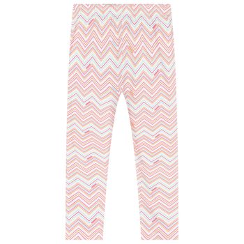 Girls White Zig Zag Leggings