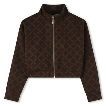 Girls Brown Logo Cardigan
