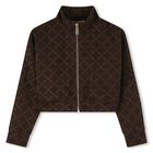 Girls Brown Logo Cardigan, 1, hi-res